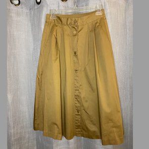 Button Up Tan A-Line Skirt with Pockets